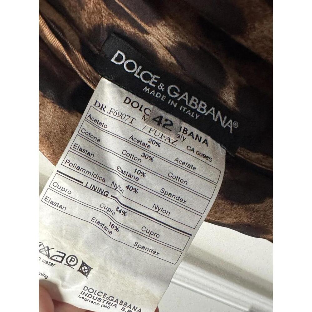 Dolce & Gabbana Black Sheath Dress 42 Midi Sleeveless Satin Panel Leopard Lining - Picture 7 of 15